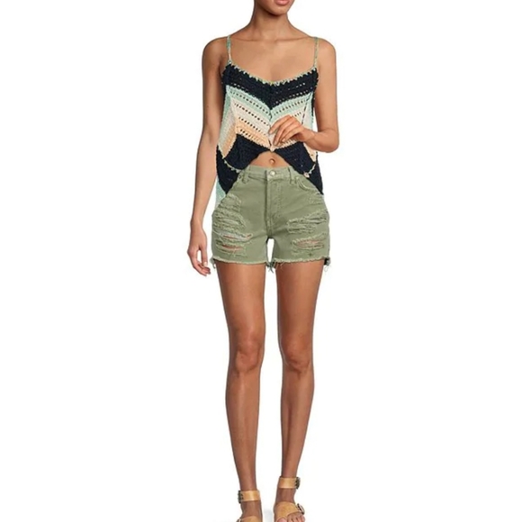 Free People Swim Up V-Neck Sleeveless Back Detail Tie Chevron Crochet Ta… - Picture 9 of 11